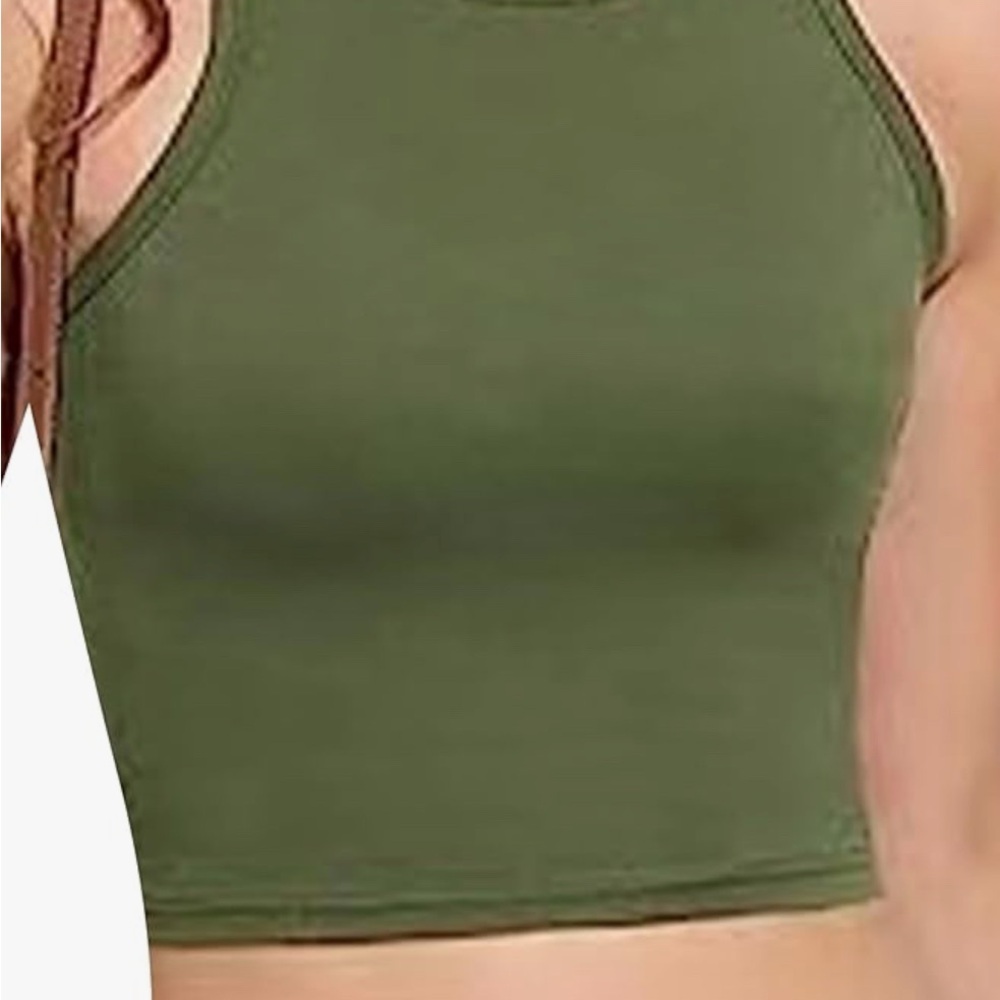 Green Sleeveless Crop Top